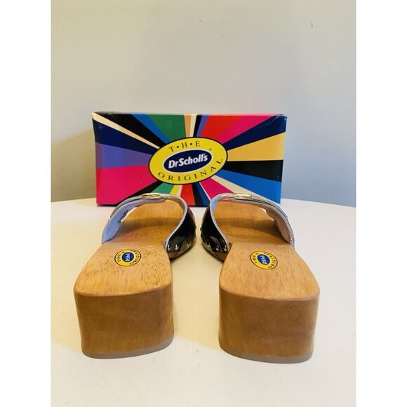 Dr Scholls Women Size 7 Exercise Clog Sandal Black Patent Leather Slide New - Picture 6 of 15